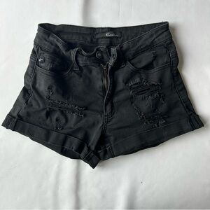 KanCan Women's Black Distressed Shorts